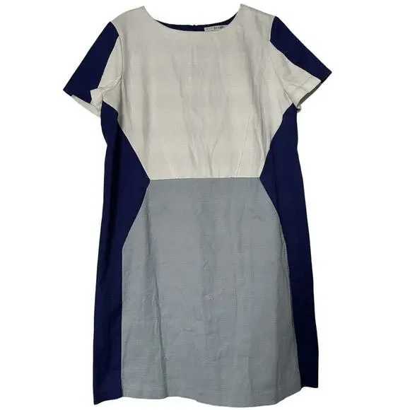 Boden Anthropologie Colorblock Blue Dress Pockets Career Sz 12 Business Stretchy - Picture 7 of 12